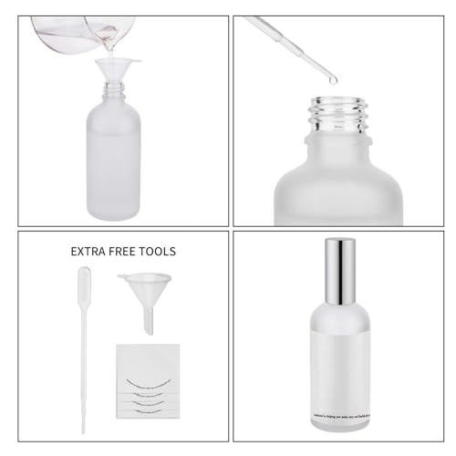 Empty Frosted Glass Spray Bottle 3.4oz, 2 Pack | Perfume Atomizer, Fine Mist - color: Silver Frosted