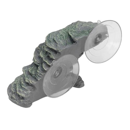 Turtle Basking Platform with Suction Cup, Tank Resin Climbing Ramp Rock | Aquarium Resting Terrace for Baby Tortoise, Terrapin, Lizard, Frogs, Newts, Reptile Stone Dock Ornament