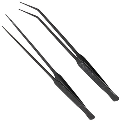 Long Tweezers for Aquascaping, 2 Pack 25cm / 9.8in Fine Tip 1mm – Tools for Aquarium Plants, Terrariums, Fish Tank & Reptile Feeding