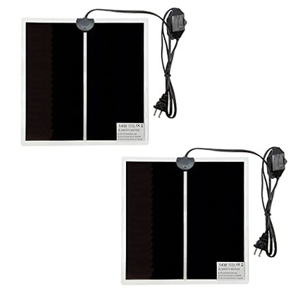 Hamiledyi 14W Reptile Heating Pad 2 PCS Warmer with Temperature Control Adjustment Under Tank 11x11 in Terrarium Heater Mat for Gecko Turtle Tortoise Snakes Lizard