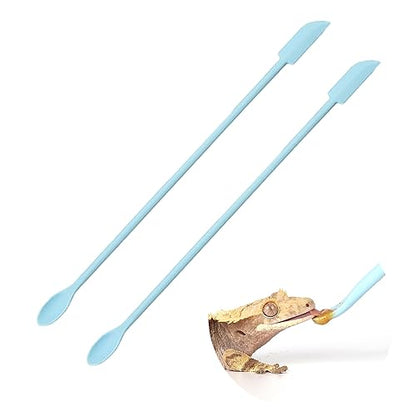 2Pcs Blue Reptile Feeding Spoon, Crested Gecko Food Mixing Stirrer | Food Grade Spatula Head, Scrapes Jar Edges Clean, Smooth Mixing for Reptile Powder Fruit Gel Diet - size: 1 Ounce (Pack of 2)