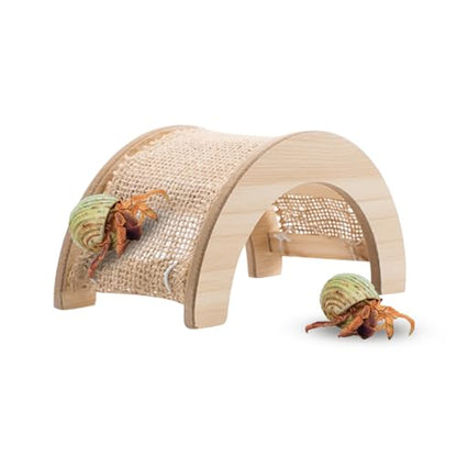 Hermit Crabs Climbing Bridge, Wooden Hermit Crab Climbing Toys with Jute Cloth, Hermit Crab Hideout, Aquarium Tank Accessory Small Animals Cage Accessory for Hermit Crab Hamster Chinchilla Ferret - style: Jute Cloth