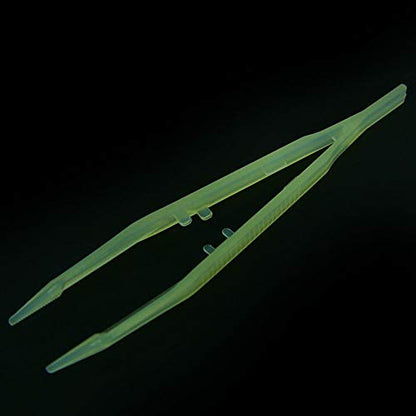 Glow in The Dark Reptile Feeding Tongs 10.6 Inch with Rubber Tip | Stainless Steel Tweezers, Long Curved & Straight Feeder Tool Kit for Bearded Dragon Snake Lizard Terrarium Accesso