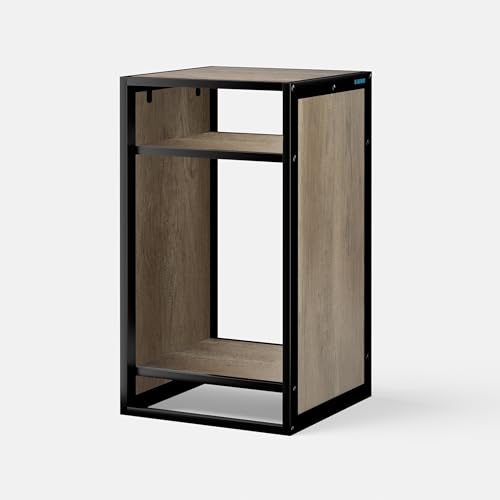 Brown Metal Frame Stand, Three-Shelf for Fish Tanks up to 20 Gal, 45x45x80cm (17.7x17.7x31.49 in), for Fish Tanks and Reptile Terrariums, Home & Office Use - color: Beige Oak Wood, size: W17.7 x D17.7 x H31.5 in(45X45X80cm)