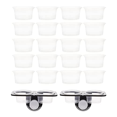 Mipcase Suction Cup Reptile Feeder Reptile Ledge with 20 Cups Double Grid Feeding Food Water Bowl Worm Dish Gecko Feeder Bowl Ledge for Lizard Bearded Dragon 1 Set Gecko Food s