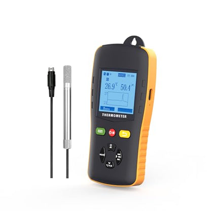 Tzone Wet Bulb Thermometer Dew Point Meter Temperature Humidity Data Logger | usb temp recorder,probe,digital industrial hygrometer,rh recording,auto report,sound alarm,for freezer hvac lab greenhouse