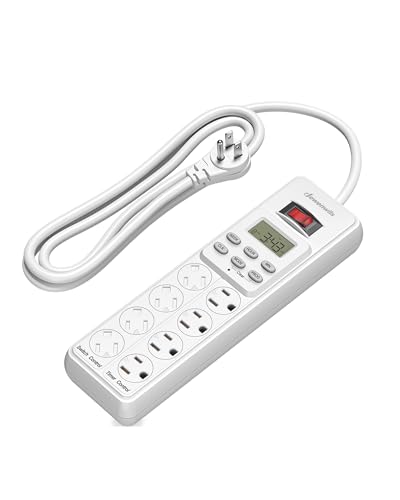 DEWENWILS 8 Outlet Power Strip with Timer, 6FT Cord for Bearded Dragon Tank | 4 Timed & 4 Always On, 14/3 AWG,15A Indoor Digital Outlet for Reptile Light,Turtle Grow Light,Aquarium,UL Listed