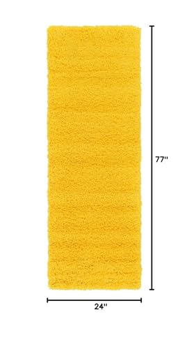 Unique Loom Solid Shag Collection Area Rug (2' x 6' 5" Runner, Tuscan Sun Yellow) - color: Tuscan Sun Yellow, size: 2' x 6'5" (Runner)
