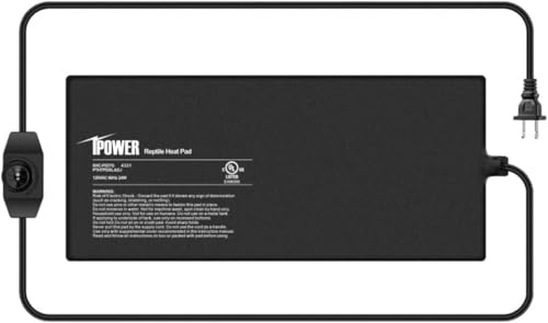 iPower 8 by 18-Inch 24 Watts Reptile Heating Mat with Temperature Controller Under Tank Warmer Terrarium Heat Pad for Reptiles and Amphibians, Black - size: 8 X 18 Inch, style: Heat Pad with Adjust Knob