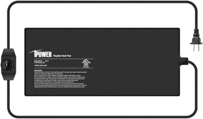 iPower 8 by 18-Inch 24 Watts Reptile Heating Mat with Temperature Controller Under Tank Warmer Terrarium Heat Pad for Reptiles and Amphibians, Black - size: 8 X 18 Inch, style: Heat Pad with Adjust Knob