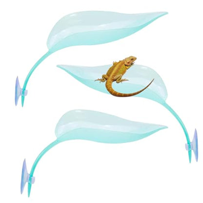 Crested Gecko Tank Accessories，Crested Gecko Hide，Frog Habitat Platform，Gecko Wall Climbing Toy &Reptile Branches（3PCS） (Light Blue) - color: Light Blue