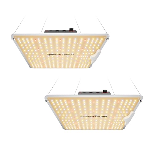 Spider Farmer SF1000 2 Pack LED Grow Lights for Indoor Plants in 2x4 Tent | 200W Dimmable Full Spectrum Grow Light, New-Gen High-Efficiency Diodes 2.5 PPE System for Seed Starting, Vegetables & Bloom - size: 4x2