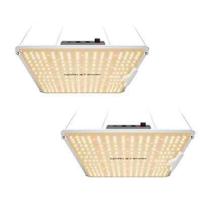 Spider Farmer SF1000 2 Pack LED Grow Lights for Indoor Plants in 2x4 Tent | 200W Dimmable Full Spectrum Grow Light, New-Gen High-Efficiency Diodes 2.5 PPE System for Seed Starting, Vegetables & Bloom - size: 4x2