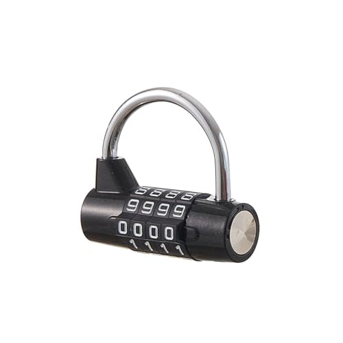 4-Digit Combination Lock, Black Shackle for School Gym Locker | Ideal for sports toolbox case hasp storage - size: 3.5" black