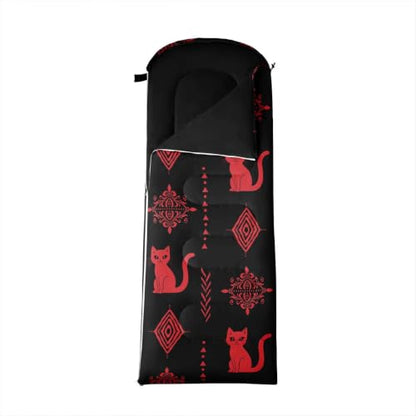 Erosebridal Sugar Skull Sleeping Bag for Kids Southwestern Aztec Western Camping Blanket for Hiking Travel Hunting Sleep Bag - color: Black Red 15