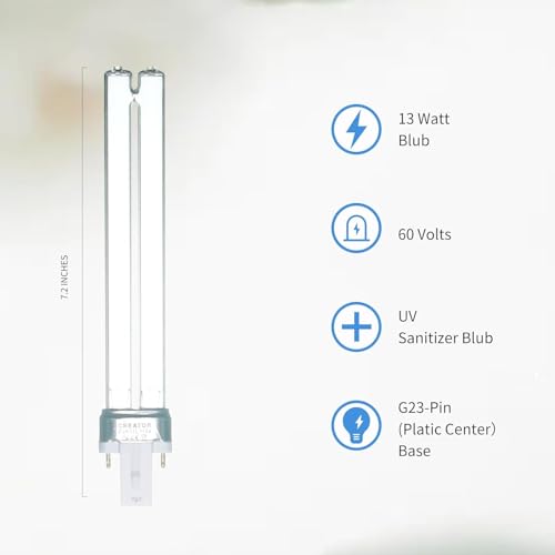 13W UV Light Bulb for Pond Aquarium Outdoor Clarifier | Compatible with JUP-01 UVE9 CF400 CF500 UV CP-9 UV Light for Fish Tank Turtle Tank, 4 Pack 13W UV C Lamp for G23 Base - size: 13W-UVC-4P