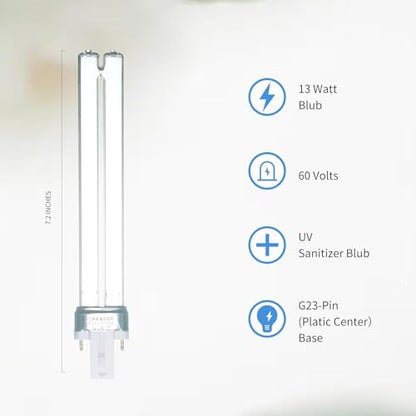 13W UV Light Bulb for Pond Aquarium Outdoor Clarifier | Compatible with JUP-01 UVE9 CF400 CF500 UV CP-9 UV Light for Fish Tank Turtle Tank, 4 Pack 13W UV C Lamp for G23 Base - size: 13W-UVC-4P