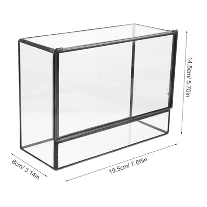 POPETPOP Geometric Glass Ecosystem Terrarium for Mini Rainforest Display Small Moss Planter Box Lid DIY Desktop Micro Landscape Holder