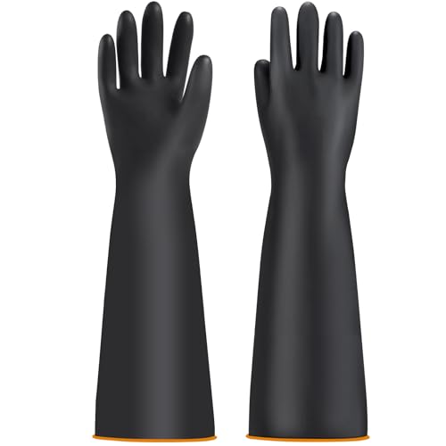 Haiou Chemical Resistant Nitrile Gloves Long Rubber Gloves for Drains, Acid, Oil, and Industrial Use Household Cleaning - color: 22"-1pair