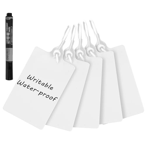 100 Plastic Waterproof Shipping Tags with One Marker Pen (White) - color: White
