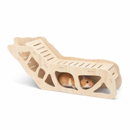 Versatile Hamster Hideout&Exploration Tunnel -Wooden Climbing Ladder&Peep Shelter | Hamster Hideout for Decorative Landscaping Digging Peeping Hide(Only for Small Hamsters)