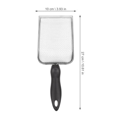 POPETPOP Stainless Steel Reptile Sand Shovel with Fine Mesh Sifter 10.62In Ergonomic Handle for Tortoise Lizard Snake Bedding and Terrarium Substrate Cleaning