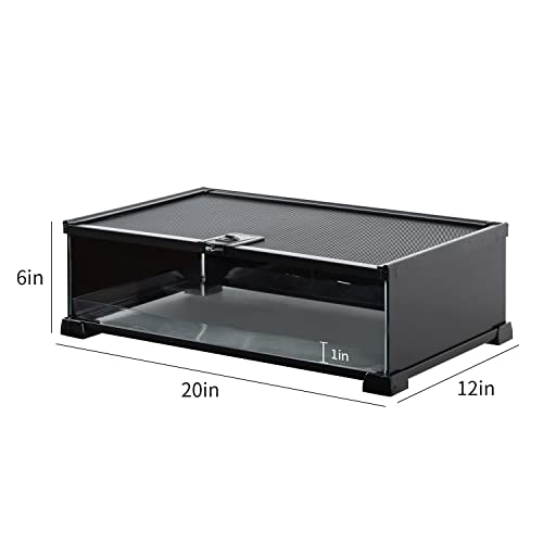 REPTIZOO Small Reptile Tank 20" x 12" x 6" Glass Reptile Terrarium with Top Feeding Habitat for Snake Spider - size: 20" x 12" x 6"