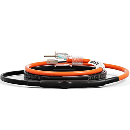 VEVOR Self-Regulating Pipe Heating Cable, 6-feet 5W/ft Heat Tape for Pipes Freeze Protection, Protects PVC Hose, Metal and Plastic Pipe from Freezing, 120V - size: 6 Feet