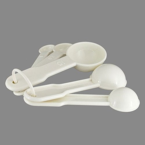5 in 1 White Plastic 1g 2.5g 5g 10g 15g Measuring Spoons Set Kitchen Baking Tools - color: White
