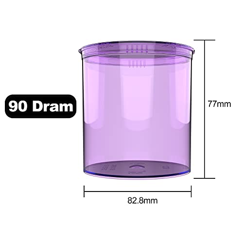 90 Dram CR Plastic Packaging Pop Top Containers - Child Resistant Travel Holder Vial Bottles - 60 qty (Translucent Purple) - color: Translucent Purple