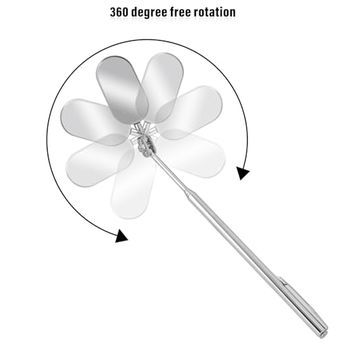 Telescoping Inspection Mirror, 2 Piece Car Inspection Mirror, Stainless Steel Mechanic Mirror,Retractable Extension Mirror,Flexible Inspection Mirror for Checking Vehicle and Small Details (8~24 Inch) - size: 2PCS