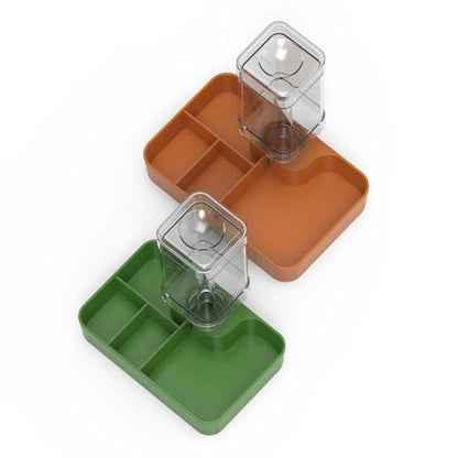 Reptile Feeder Reptile Waterer Feeding Station Food Dish Water Dish for Turtle Chameleon Tortoise Gecko Bearded Dragon, Khaki Large