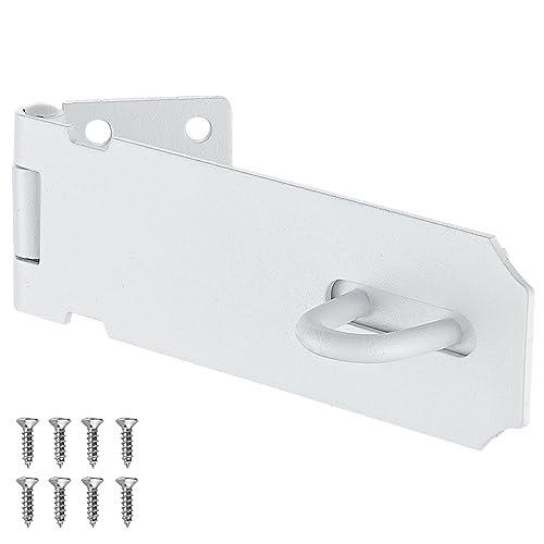 JQK Door Hasp Latch Lock, 5 Inch 304 Stainless Steel Safety Packlock Clasp Thickness 1.9 mm, Matte White, DL130-WH - size: 5Inch-White