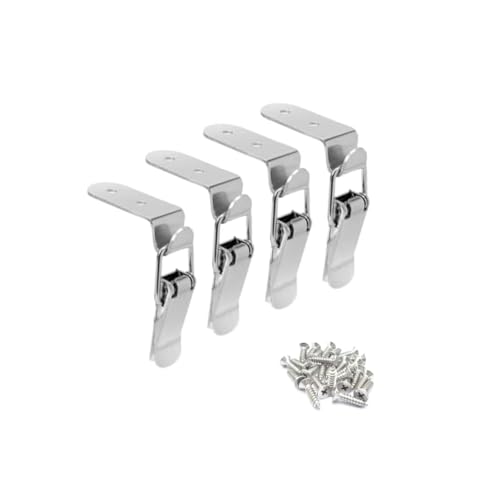 Latch 90 Degree Stainless Steel Spring Loaded Toggle Latch, Silver Catch Hasp Clamp Clip Lock with for Cabinet, Wooden Case, Box (70mm - 4 Pack)