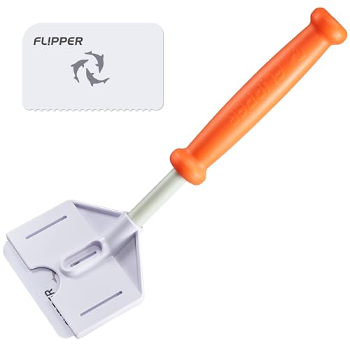 FLIPPER Platinum Stubby Hand Algae Scraper – Aquarium Glass & Acrylic Cleaner with Precision Scraper Blade, Fish Tank Cleaning Tool for Freshwater & Saltwater Aquariums (10” Rigid Shaft) - size: 10 Inches
