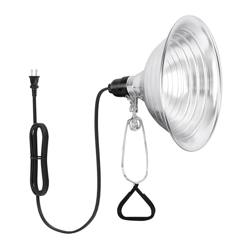 HealSmart 8.5" Clamp Light Socket, 150-Watt Maximum with 6 Feet 18/2 SPT-2 Cord, Aluminum Reflector E26 (no Bulb Included), for Reptiles and Plants Growing, 1-Pack - size: 8.5 Inch (150 Watts), style: 1-Pack