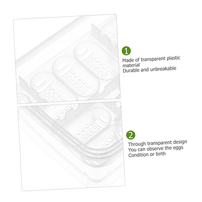2Pcs Compartment Reptile Egg Incubator Tray Breeding Box for Snakes Lizards and Turtles Easy Clean and Reusable Transparent Design for Observation