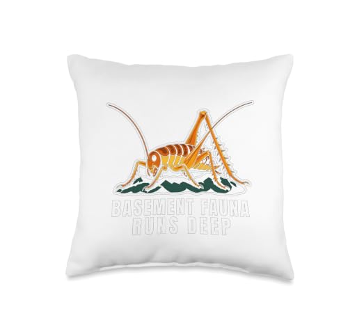 Cave Cricket Keeper Funny Retro Entomology Identity Throw Pillow - size: 16x16