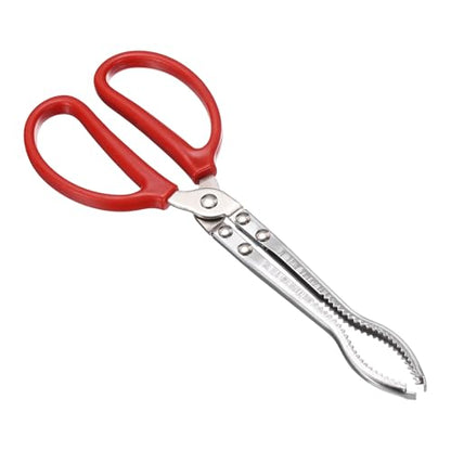 uxcell Crabbing Tongs, 11" Metal Serrated Extra Long Loach Tongs Beach Reptile Catching Clip Garbage Clip with Straight and Bent Head for Lobsters Loach Other Reptile, Red - size: 11"