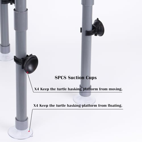 Large Turtle Basking Platform for Aquatic Turtles | Sturdy Standing Turtle Dock, Non-Slip Ramp, Fits 25/29/40/55 Gal, Gray/Black - size: Basking Platform 10.8" W × 7.7" D