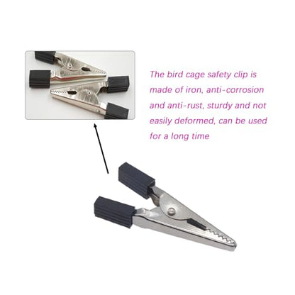 40 Pcs Bird Cage Safety Clips, Iron, Black, 1.89x0.7 Inch, Suitable for Parrots, Hamsters, Guinea Pigs, Rabbits, Lightweight, Anti-Escape