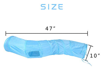 iCAGY Cat Tunnel Toys for Indoor Cats Kittens Rabbits, Pet Toy Play Tunnels | Interactive Crinkle Pop Up Tunnel Toys, Relieve Cat Boredom, Blue 47" Shape S - color: Blue