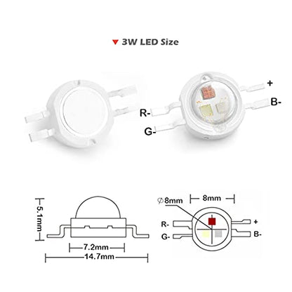 CHANZON 10pcs High Power Led Chip 3W RGB 4 pin Common Anode | (600mA for Each Color 3 Watt) Multicolor Super Bright Intensity SMD COB Light Emitter Component Diode Bulb Beads DIY Lighting - color: T) Rgb (4pins)