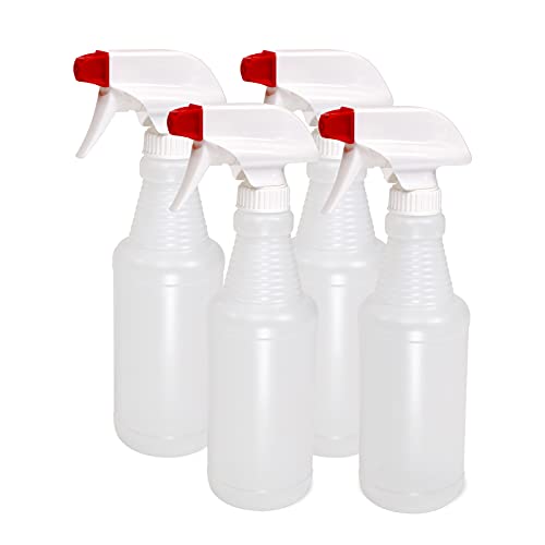 Pinnacle Mercantile Plastic Spray Bottles USA Made 4 Pack 16 oz Leak Proof Empty Refillable Mist/Stream for Cleaning Solutions, Plants, Hair, Bleach, Vinegar, Alcohol Safe - size: 16 Oz, 4 Pack