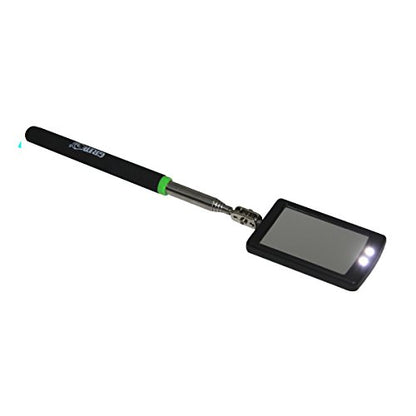 GRIP Telescopic LED Inspection Mirror - Extends 11" to 34" - Stainless Steel - Twin LED Lights - 2.5" x 1.5" Dual Ball Joint Mirror - Machinery, Automotive - Home, Garage, Workshop