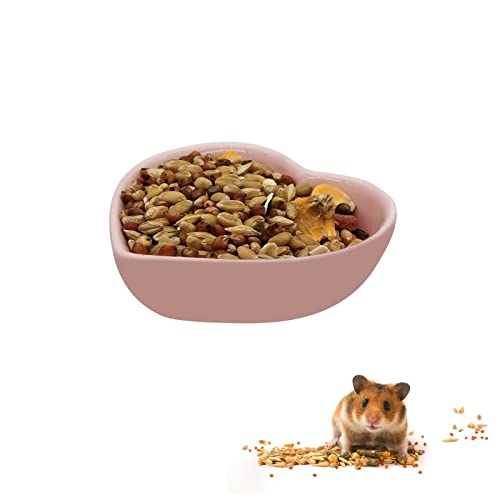 Ceramic Hamster Food Bowl, 1.2oz Durable Heart Hamster Water Dish for Hamsters/Birds/Snakes/Turtle, Easy to Wash and Prevent Tipping (Pink, 1pcs) - color: Pink, size: 1pc