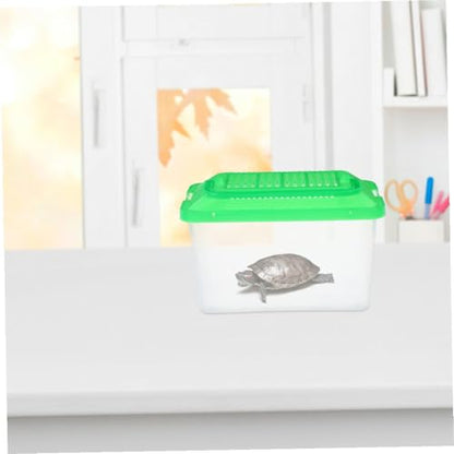 Luxshiny 2pcs Portable Handheld Critter Keeper Turtle Terrarium Pet Container Medium Plastic Reptile Carrier Suitable for Travel and Breeding