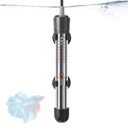 HITOP 25W Adjustable Aquarium Heater, Submersible Fish Tank Heater Thermostat with Suction Cups for 5-10Gal - size: 7in-25w