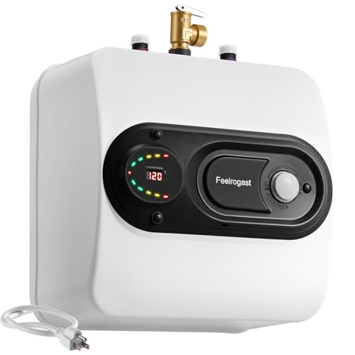 Electric Tank Water Heater, 4-Gallon Under Sink Instant Hot Water Tank，Equipped with Digital Temperature Display for RV, Camper, Kitchen, Food Truck，Wall or Floor Mounted, Black - color: Black, style: 4 Gallon