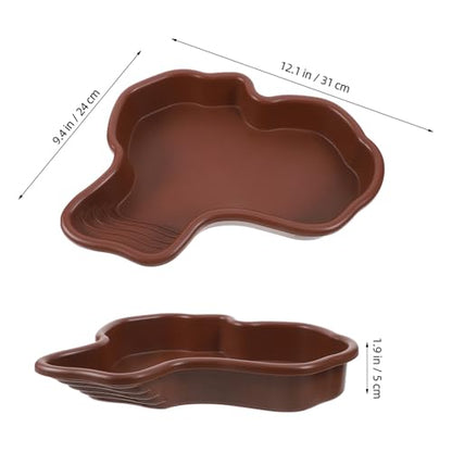 Large Turtle Soaking Basin Plastic Reptile Pool Bathing Dish Terrarium Frog Pond Turtle Habitat Accessory for Tortoise and Lizard Pet Supplies